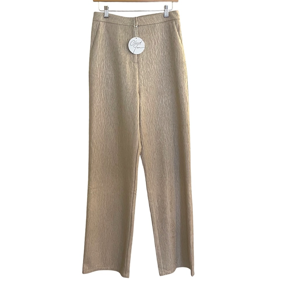 Cloud Ten Textured Wide Leg Pants Beige Gold Women's Size Medium